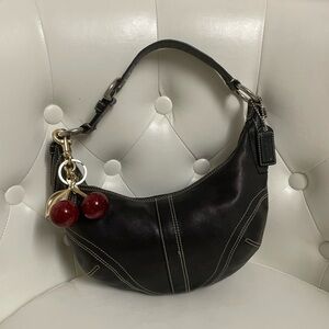 Mini Black Leather Coach Hobo
